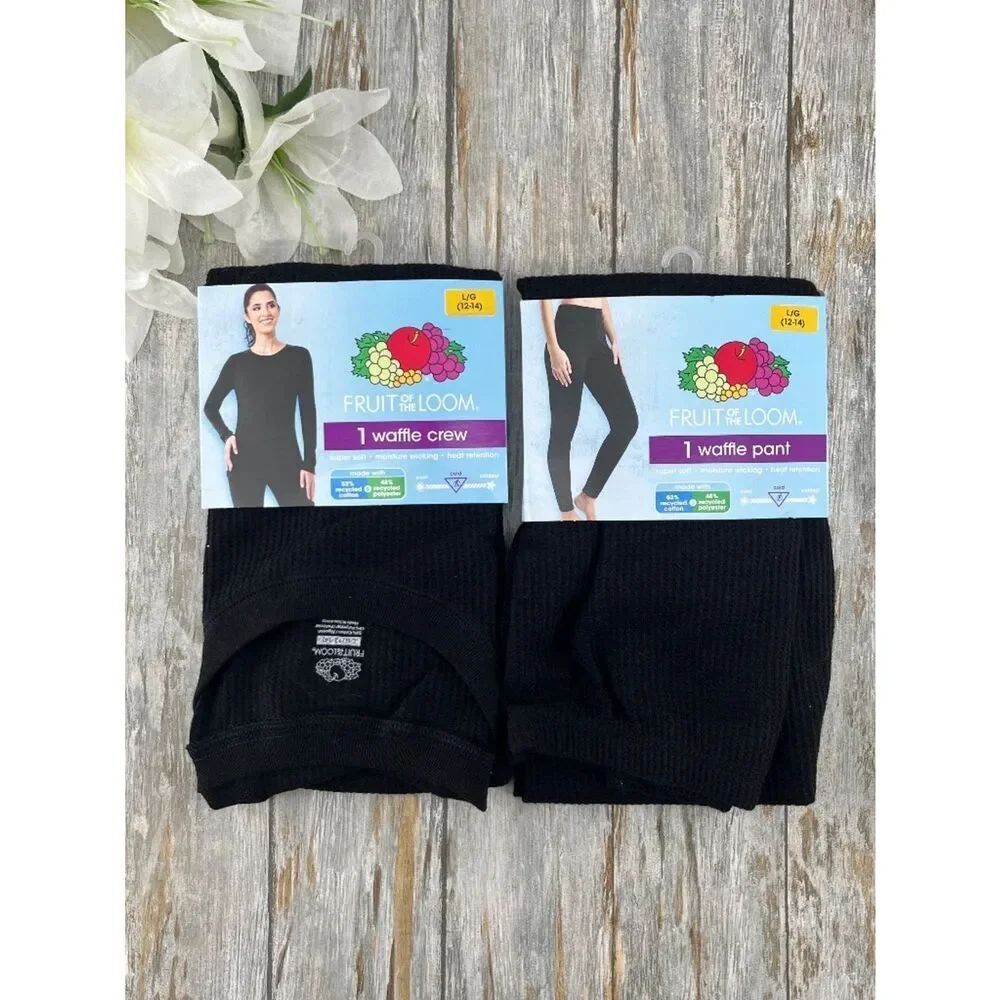 Women's Super Soft Waffle Thermal To & Bottom 2-Piece Set Size L